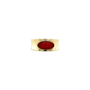 Gold ring with red coral 14 crt
