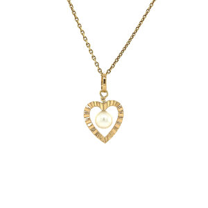 Gold pendant with pearl 18 krt