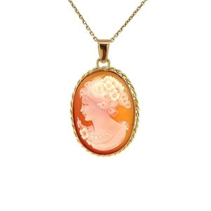 Gold pendant with cameo 14 krt
