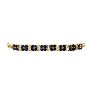 Gold bracelet with sapphire and zirconia 19.5 cm 14 crt