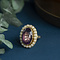 vintage Gold entourage ring with amethyst and pearl 14 krt