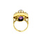 vintage Gold entourage ring with amethyst and pearl 14 krt