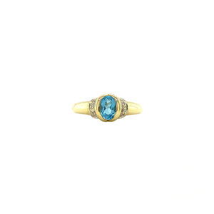 Gold ring with topaz and diamond 14 crt