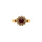 vintage Gold ring with glass garnet and pearl 14 krt