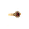 vintage Gold ring with glass garnet and pearl 14 krt