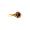 vintage Gouden ring met glasgranaat en parel 14 krt