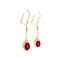 vintage Gouden oorhangers met synthetische robijn 14 krt