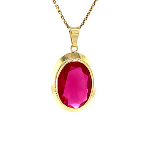 Gold pendant with synthetic ruby 14 krt