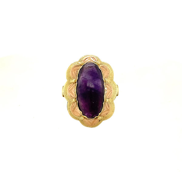 vintage Gouden ring met amethist 14 krt