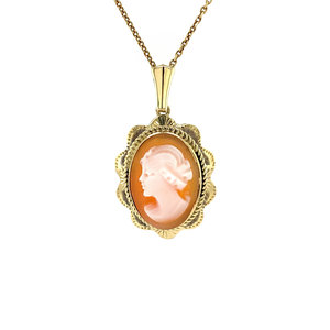 Gold pendant with cameo 14 krt