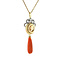 vintage Gold pendant with red coral and cameo 14 crt/925