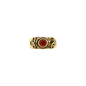 Gold ring with glass garnet 14 krt
