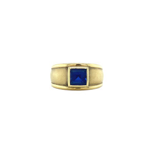 Gouden ring met synthetische saffier 14 krt