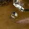 vintage Gold ring with synthetic sapphire 14 krt