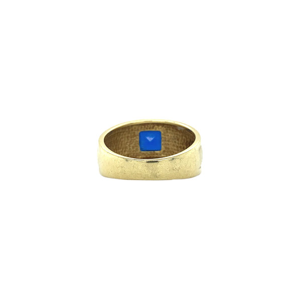 vintage Gouden ring met synthetische saffier 14 krt