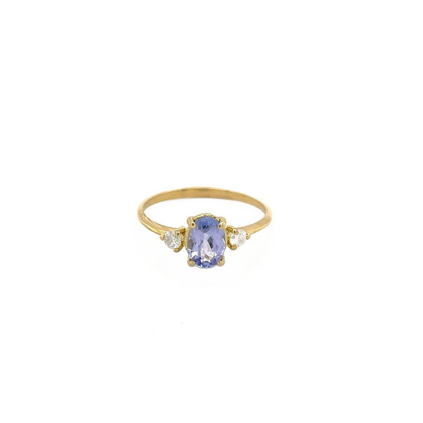 vintage Gold ring with spinel and diamond 18 crt