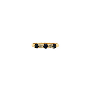 Gouden ring met diamant en saffier 14 krt