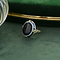 vintage Gold ring with stripe agate 14 krt