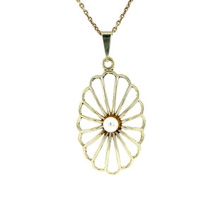 Gold pendant with pearl 14 krt