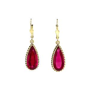 Gold earrings with ruby 14 krt