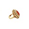 vintage Gold entourage ring with red coral and pearl 18 krt