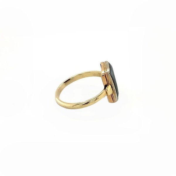 vintage Gouden ring met hematiet 12 krt