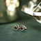 vintage Gold ear studs with red coral 14 krt