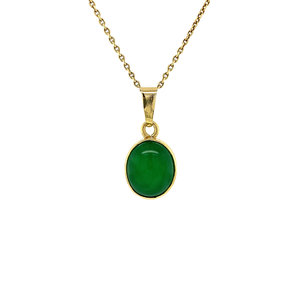 Gold pendant with jade 14 krt