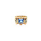 vintage Gouden retro ring met blauwe spinel en zirkonia 18 krt