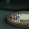 vintage Gold retro ring with blue spinel and zirconia 18 krt