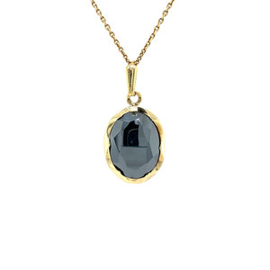 Gold pendant with hematite 14 krt