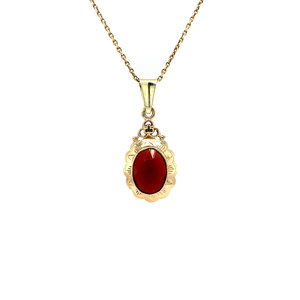 Gold pendant with carnelian 14 krt