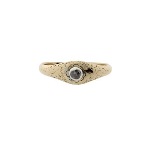 Antique gold ring with rose diamond 14 krt