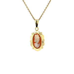 Gold pendant with cameo 14 krt