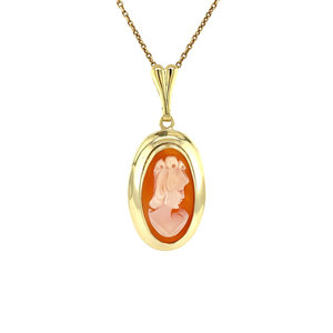 Gold pendant with cameo 14 krt