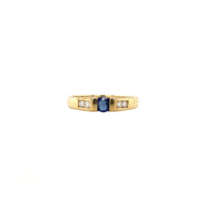 Gouden ring met saffier en diamant 18 krt