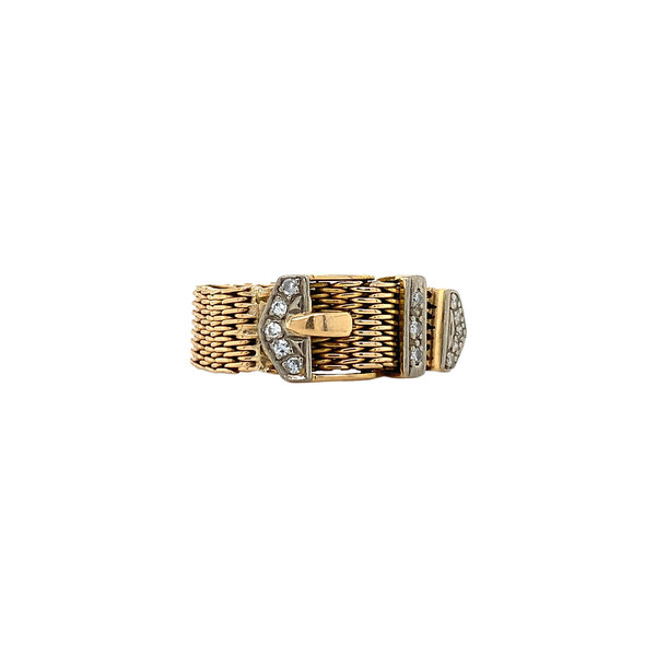 vintage Gold belt ring with diamond 18 crt