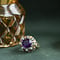 vintage Gouden ring met amethist en diamant 14 krt