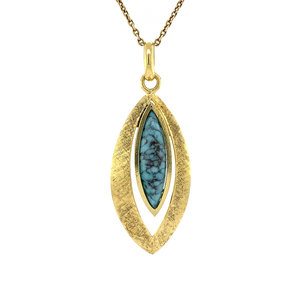Gold pendant with turquoise 18 krt