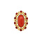 vintage Gouden entourage ring met bloedkoraal 14 krt