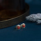 vintage Gold ear studs with red coral 14 krt
