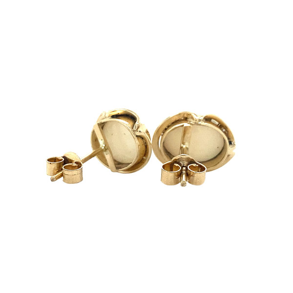 vintage Gold ear studs with opal 12 krt