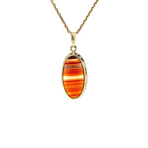 Gold pendant with stripe agate 14 krt