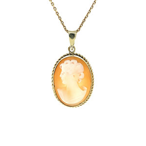 Gold pendant with cameo 14 krt