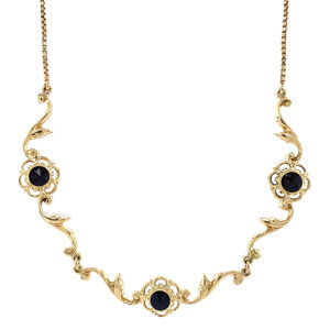 Gold fantasy necklace with garnet 41.5 cm 14 krt