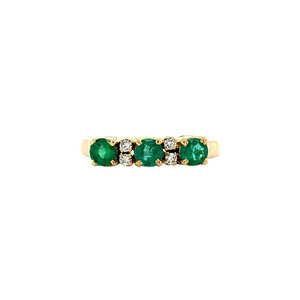 Gouden ring met smaragd en diamant 14 krt