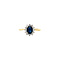 vintage Bicolour gold entourage ring with sapphire and diamond 14 krt