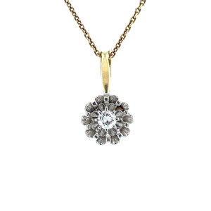 Bicolour gold pendant with diamond 14 krt
