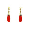 vintage Gold ear studs with red coral 14 krt