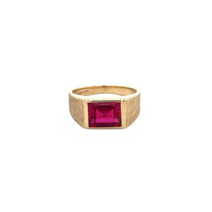 Men's ring with synthetic ruby 10 krt